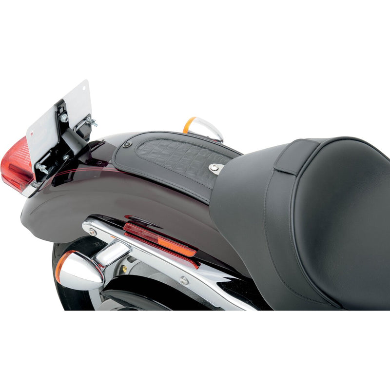 DRAG SPECIALTIES Fender Bib Embossed Faux Gator Leather Center - Black - 10" - '04-'21 XL