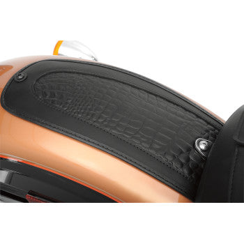 DRAG SPECIALTIES Fender Bib Embossed Faux Gator Leather Center - Black - 15"