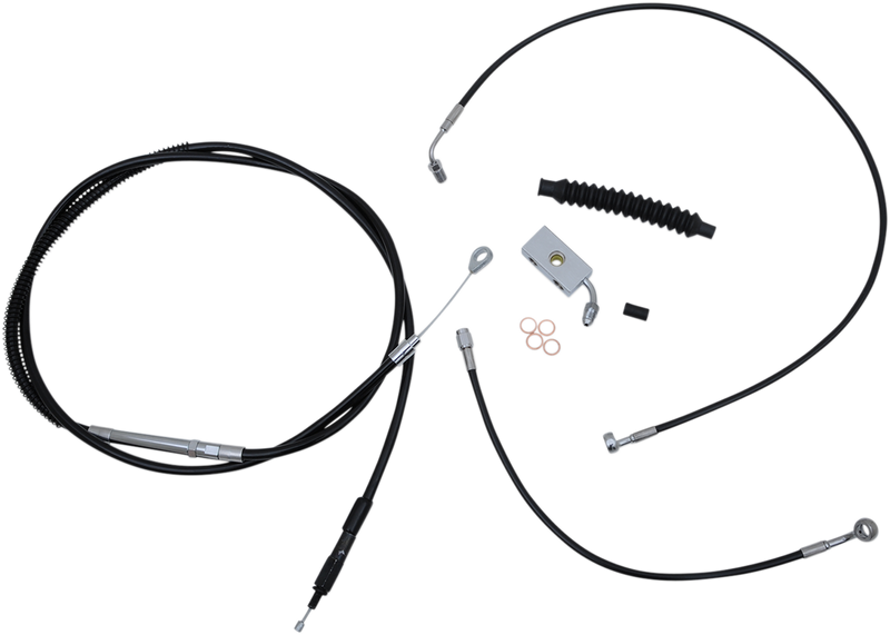 LA CHOPPERS Handlebar Cable/Brake Line Kit - Complete - 12" - 14" Handlebars - Black Vinyl