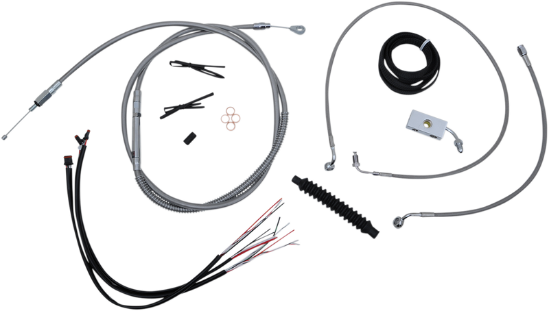 LA CHOPPERS Complete Stainless Braided Cable/Brake Line Kit - 15" - 17" Handlebars