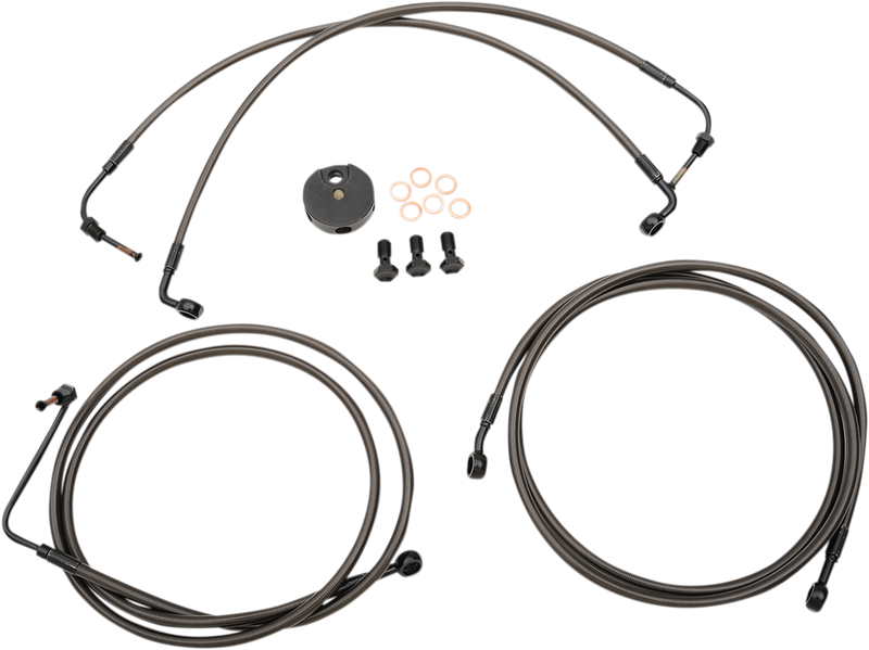 LA CHOPPERS Brake Lines - 12" - 14" Ape Hanger Handlebars - Midnight