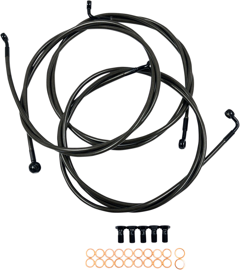 LA CHOPPERS Brake Lines - 12" - 14" Ape Hanger Handlebars - Midnight