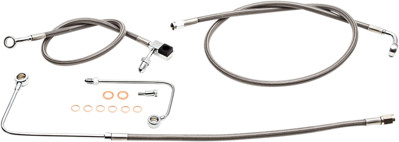 LA CHOPPERS Brake Lines - 12" - 14" Ape Hanger Handlebars - Stainless Steel
