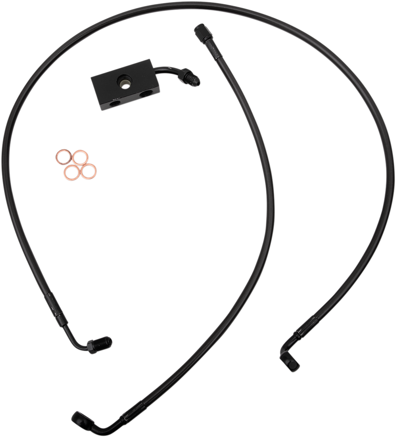 LA CHOPPERS Brake Lines - 12" - 14" Ape Hanger Handlebars - Midnight