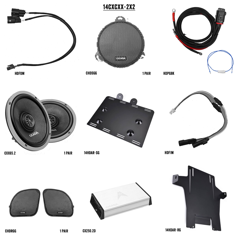 CICADA AUDIO - 14CXCXX-2X2 - 2 CH CX Amp & 2 Speaker CXX Speaker System   