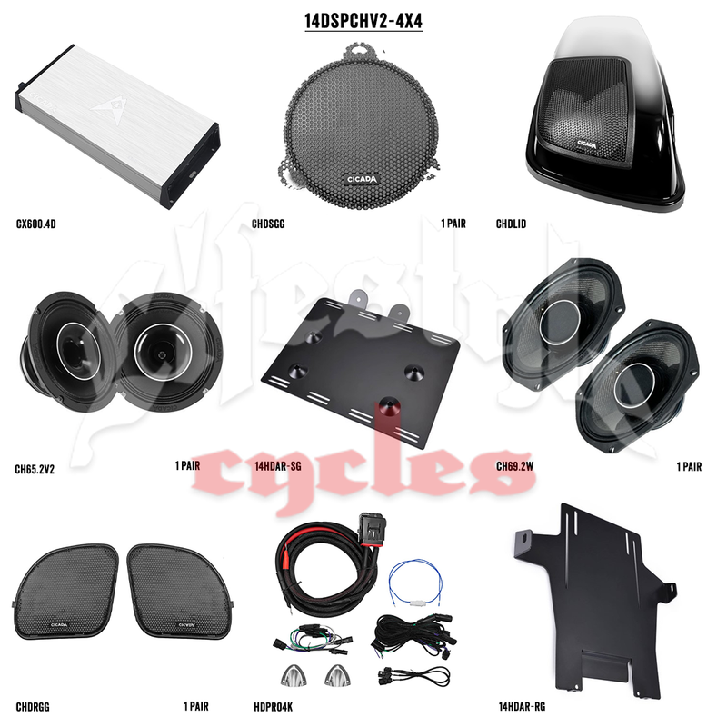 CICADA AUDIO - 14DSPCHv2-4X4 - 4 CH DSP Amp & 4 Speaker CHv2 Speaker System