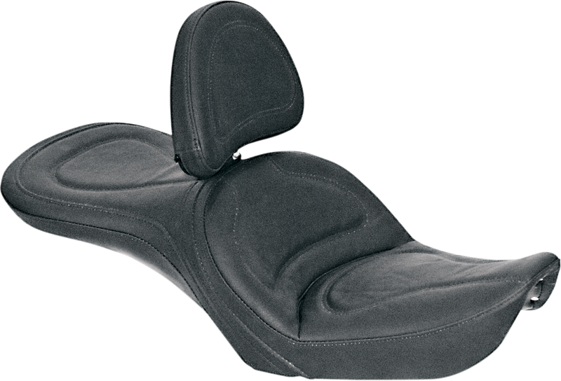 SADDLEMEN Seat - Explorer™ - With Backrest - Stitched - Black - Dyna '96-'03