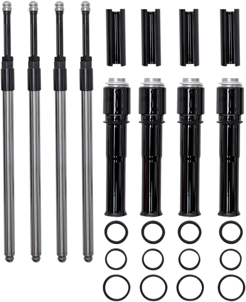 S&S CYCLE Quickee Pushrod Kit with Gloss Black Covers - M8
