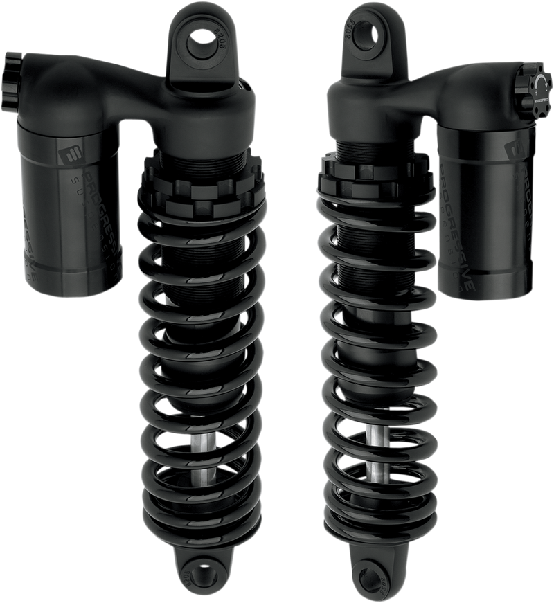 PROGRESSIVE SUSPENSION 970 Series Piggyback Shocks - Gloss Black/Matte Black - 13.50" 970 - '91-'17 DYNA
