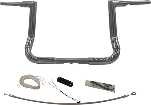 FAT BAGGERS INC. 1-1/2" EZ Install Flat Top Handlebar Kit - 12" - Chrome 609112