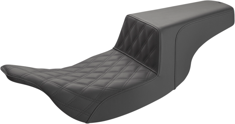 SADDLEMEN Step-Up Seat - Front Lattice Stitch - Black - Touring '97-'07