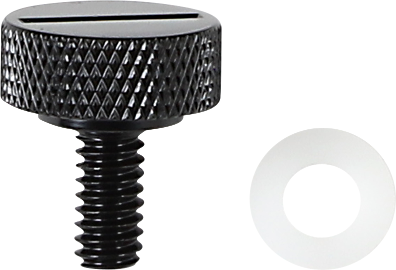 DRAG SPECIALTIES Slotted Top Knurled Grip Seat Knob - Black - 1/4"-20
