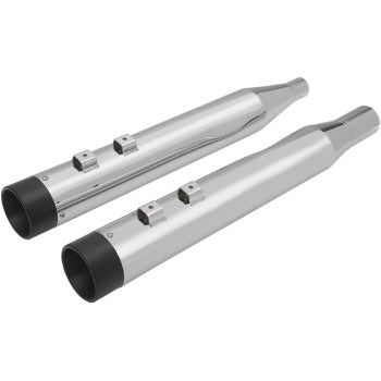 DRAG SPECIALTIES 4" Slip-On Mufflers with Billet End Caps - Chrome/Black - FLH / FLT '17-'22