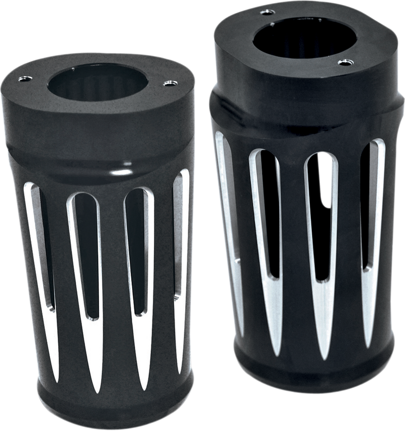 ARLEN NESS Aluminum Standard Length Fork Boot Covers - Black Anodized - Deep Cut - '85-'13 FLH/FLT