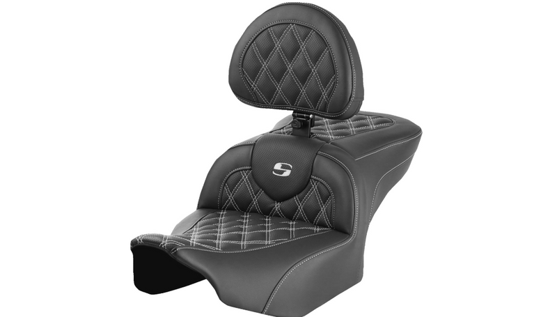 SADDLEMEN RoadSofa™ Seat with Backrest, Lattice Stitch - '23.5-UP