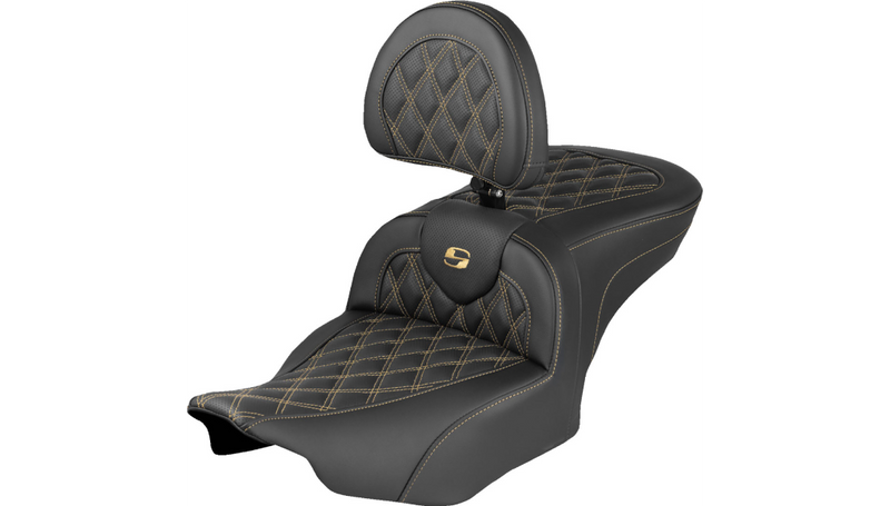 SADDLEMEN RoadSofa™ Seat with Backrest, Lattice Stitch - '23.5-UP