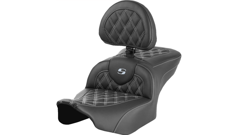 SADDLEMEN RoadSofa™ Seat with Backrest, Lattice Stitch - '23.5-UP