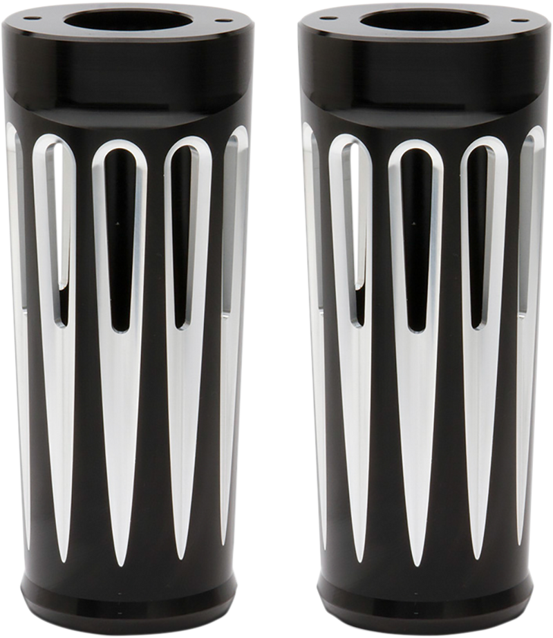ARLEN NESS Aluminum Extended Length Fork Boot Covers - Black Anodized - Deep Cut -  '14-'24 FLH/FLT