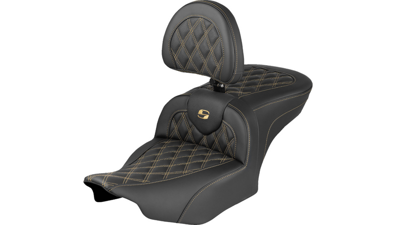 SADDLEMEN RoadSofa™ Seat with Backrest, Lattice Stitch - '23.5-UP