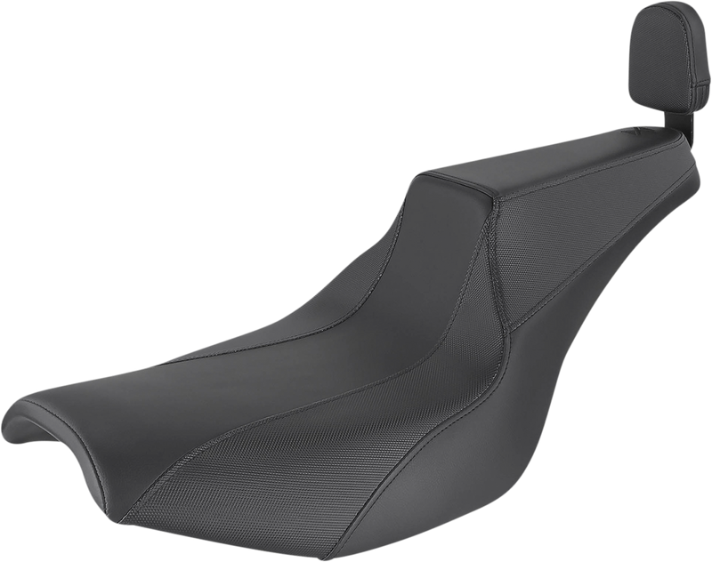 SADDLEMEN Seat - Signature Series - With Passenger Backrest Pad - Gripper - Black - FXR '82-'00