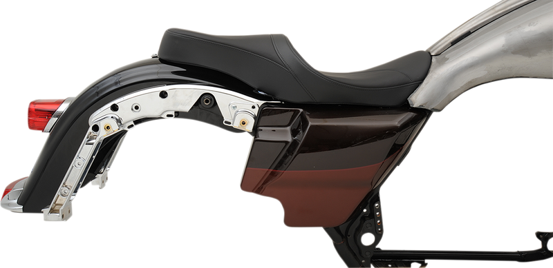 DRAG SPECIALTIES Touring Mild Stitched Low Profile Seat - w/ Yaffe 6 gallon custom fuel tank - Black - Touring '08-'23