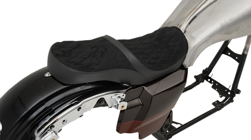 DRAG SPECIALTIES Low Profile Double Diamond Faux Suede Seat - w/ Yaffe 6 Gallon Fuel Tank -Black - Touring '08-'23