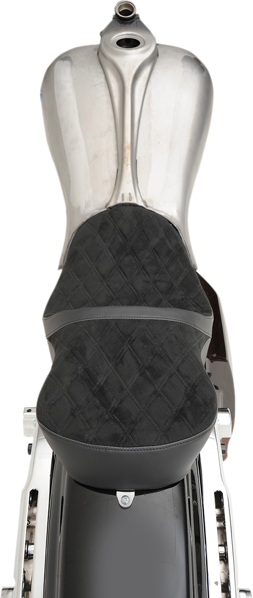 DRAG SPECIALTIES Low Profile Double Diamond Faux Suede Seat - w/ Yaffe 6 Gallon Fuel Tank -Black - Touring '08-'23
