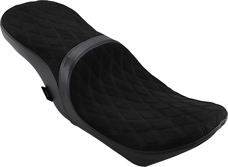 DRAG SPECIALTIES Low Profile Double Diamond Faux Suede Seat - w/ Yaffe 6 Gallon Fuel Tank -Black - Touring '08-'23