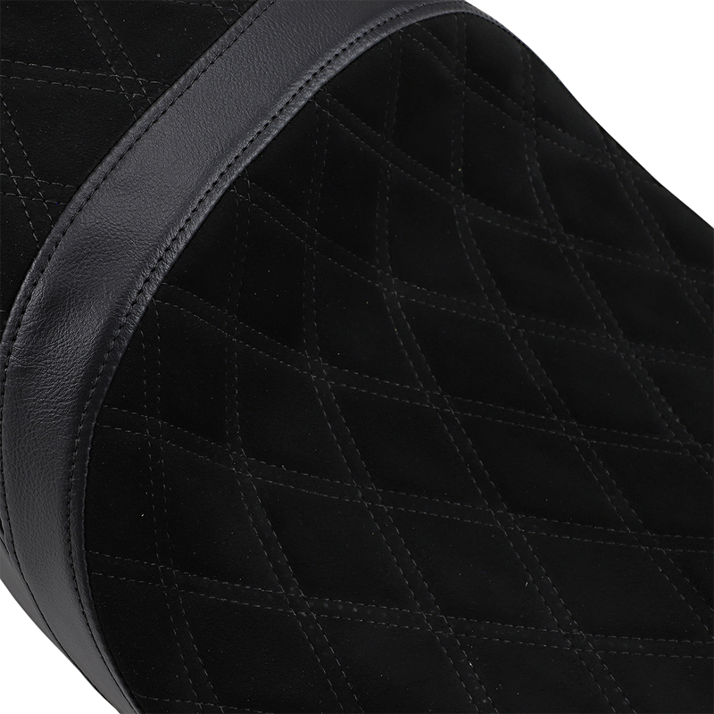 DRAG SPECIALTIES Low Profile Double Diamond Faux Suede Seat - w/ Yaffe 6 Gallon Fuel Tank -Black - Touring '08-'23