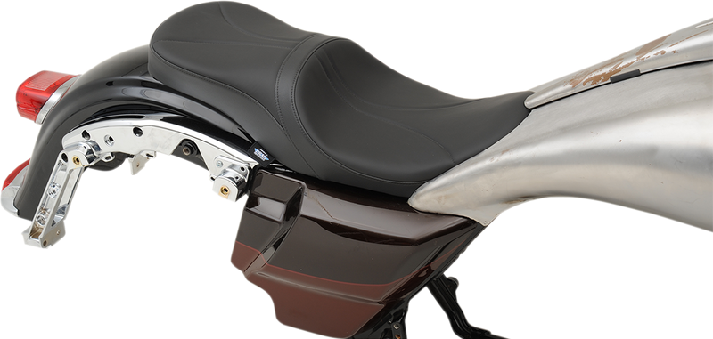 DRAG SPECIALTIES Low Profile Mild Stitched Seat - w/ Yaffe Razorback Fuel Tank - Black - Touring '10-'23