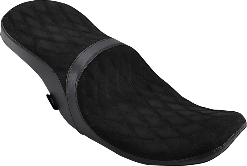DRAG SPECIALTIES Low Profile Faux Suede Double Diamond Seat - w/ Yaffe Razorback Fuel Tank - Black - Touring '10-'23