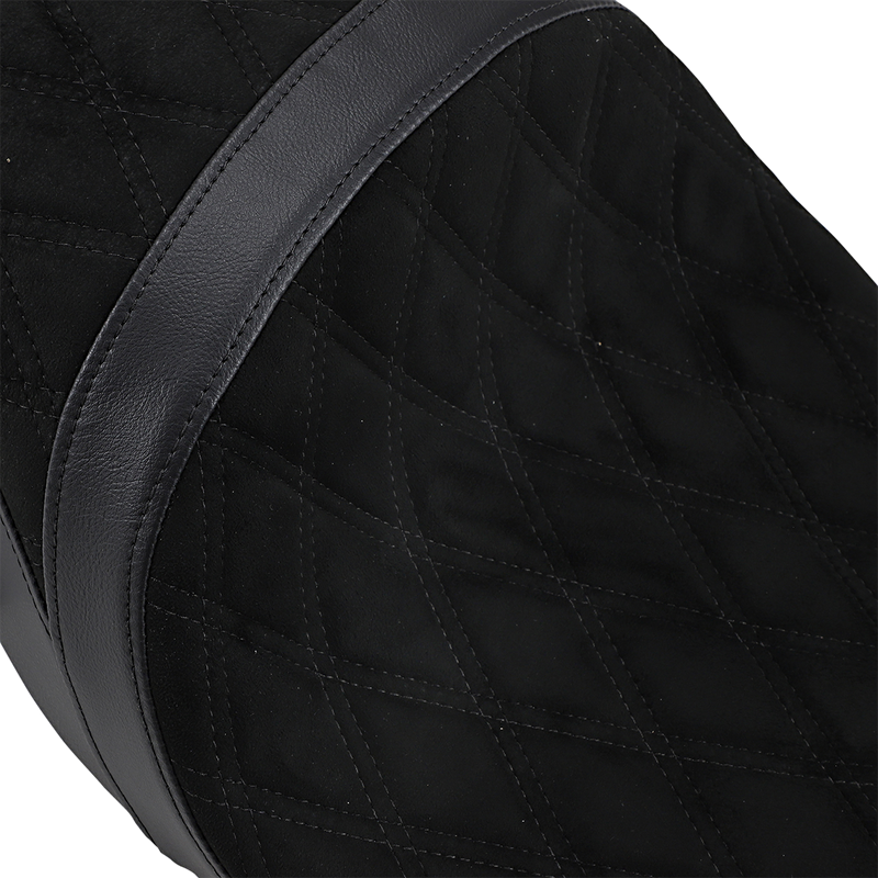DRAG SPECIALTIES Low Profile Faux Suede Double Diamond Seat - w/ Yaffe Razorback Fuel Tank - Black - Touring '10-'23