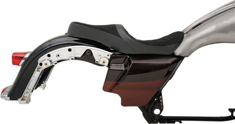 DRAG SPECIALTIES Low Profile Faux Suede Double Diamond Seat - w/ Ness Winged Fuel Tank - Black - Touring '08-'23
