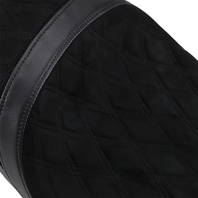 DRAG SPECIALTIES Low Profile Faux Suede Double Diamond Seat - w/ Ness Winged Fuel Tank - Black - Touring '08-'23
