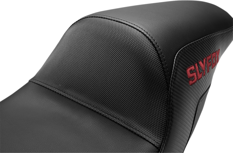 SADDLEMEN SLYFOX Seat - Step Up Pro Series - Burgundy Embroidery - Touring '08-'24