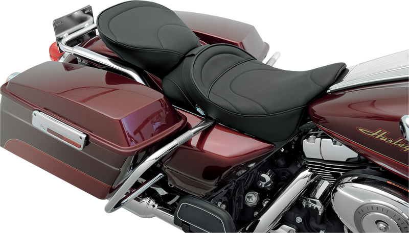 DRAG SPECIALTIES Wide Mild Stitched Pillion Seat - Black - FLH/FLT '00-'22