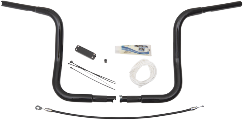FAT BAGGERS INC. 1-1/4" EZ Install Round Top Handlebar Kit - 12" - Black 909412-B