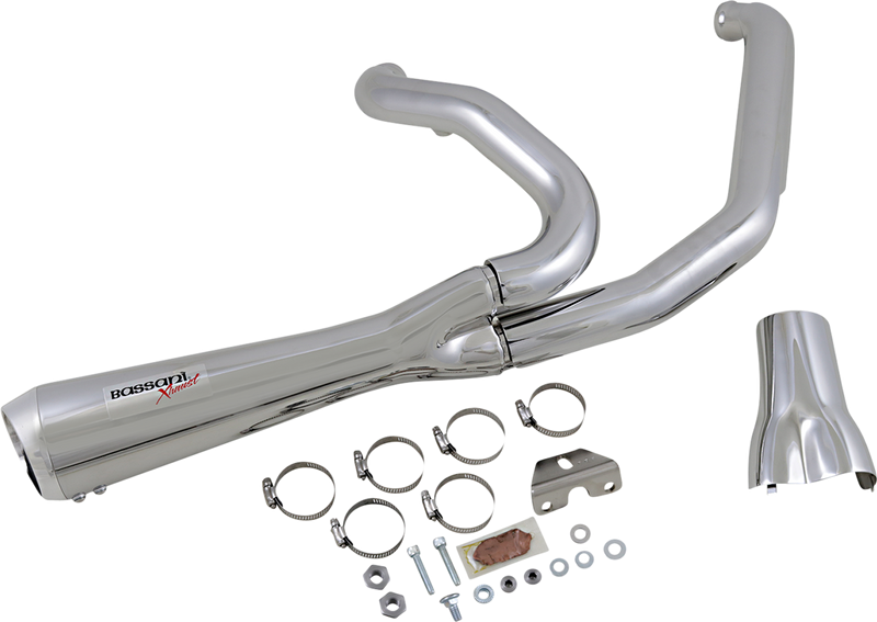 BASSANI XHAUST Short 2:1 Exhaust for FL - Chrome - 2017-2024 TOURING MODELS
