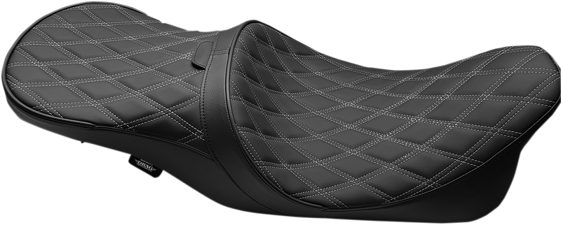 DRAG SPECIALTIES Low Profile Double Diamond Black Stitch Driver Backrest Compatible Seat - Black - Touring '08-'23