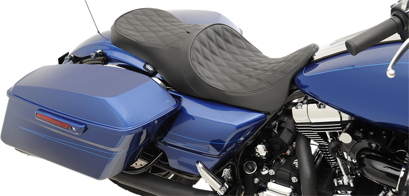 DRAG SPECIALTIES Low Profile Diamond Forward-Positioning Driver Backrest Compatible Seat - Black - Touring '08-'23