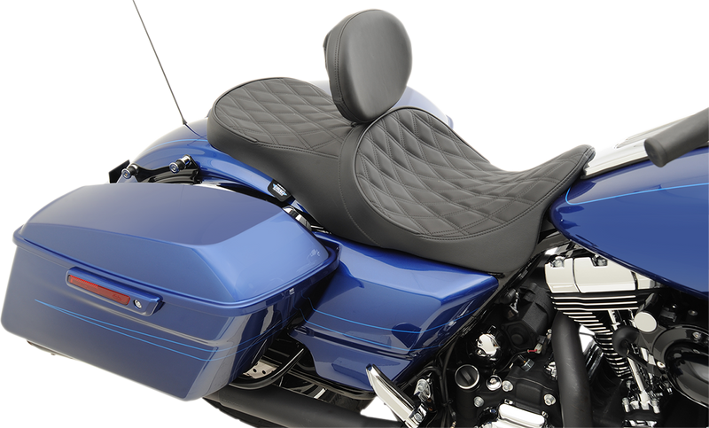 DRAG SPECIALTIES Low Profile Diamond Forward-Positioning Driver Backrest Compatible Seat - Black - Touring '08-'23