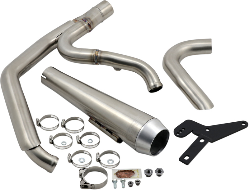 BASSANI XHAUST 2-into-1 Road Rage 3 Exhaust System - Stainless - '18-'24 SOFTAIL