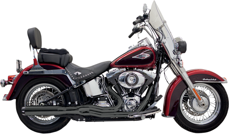 BASSANI XHAUST B1 2:1 Exhaust - Black - '86-'17 SOFTAIL MODELS