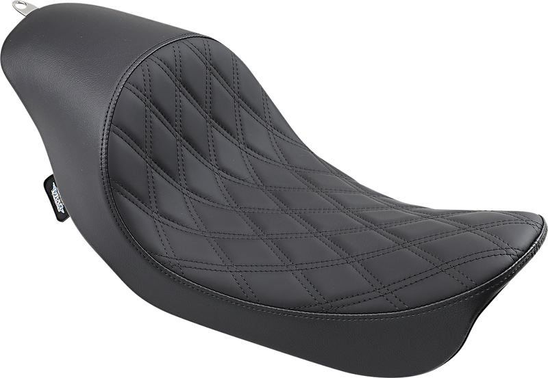 DRAG SPECIALTIES Low Profile 3/4 Double Diamond Black Stitch Solo Solar-Reflective Leather Seat - Black -  Dyna '06-'17