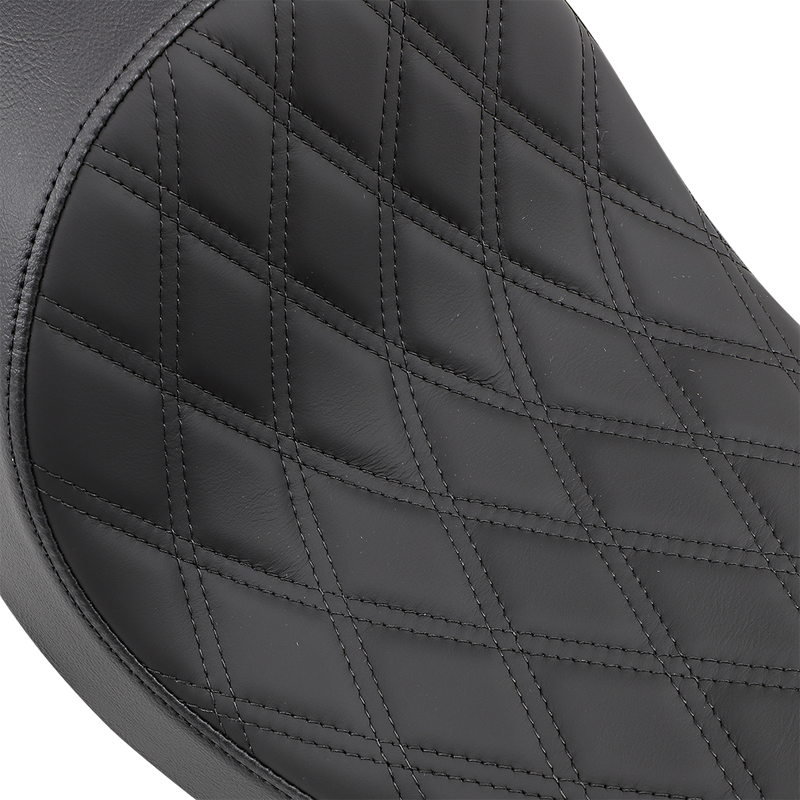 DRAG SPECIALTIES Low Profile 3/4 Double Diamond Black Stitch Solo Solar-Reflective Leather Seat - Black -  Dyna '06-'17