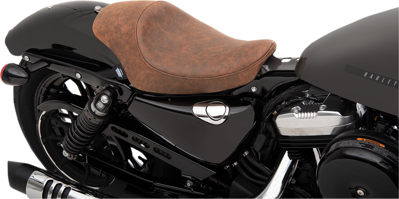 DRAG SPECIALTIES 3/4 Solo Distressed Look Vinyl Seat - Brown - Sportster '04-'22