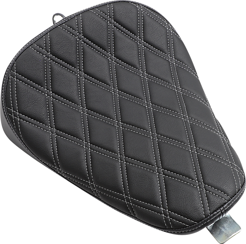 DRAG SPECIALTIES Bobber Style Double Diamond Silver Stitch Vinyl Solo Seat - Black - Sportster '10-'22