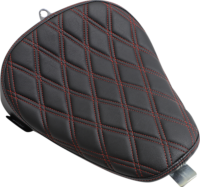 DRAG SPECIALTIES Bobber Style Double Diamond Red Stitch Vinyl Solo Seat - Black - Sportster '10-'22