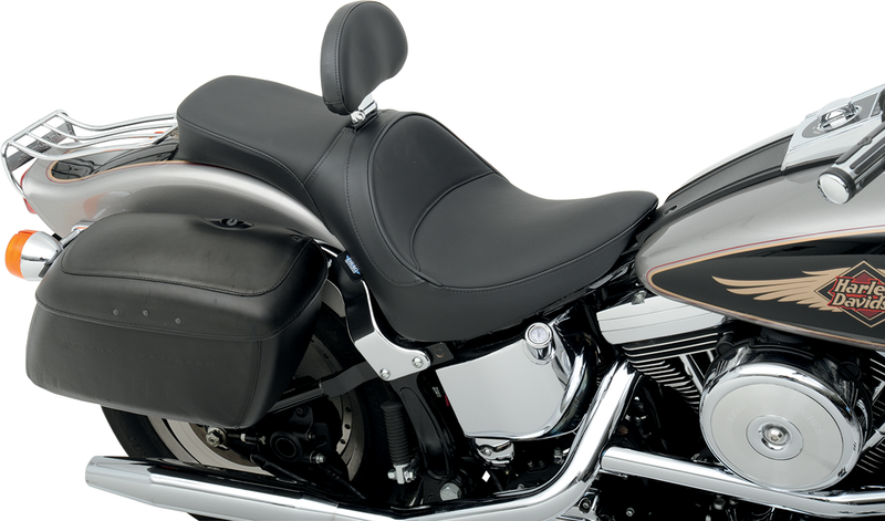 DRAG SPECIALTIES One-Piece Solo-Style Driver Backrest Compatible Solar-Reflective Leather Seat - Black - Softail '84-'99