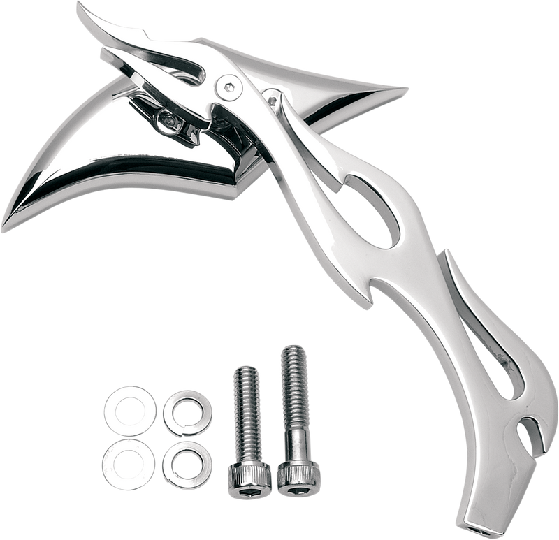 DRAG SPECIALTIES Mirror - Gothic/Flame - Side View - Diamond - Chrome - Right